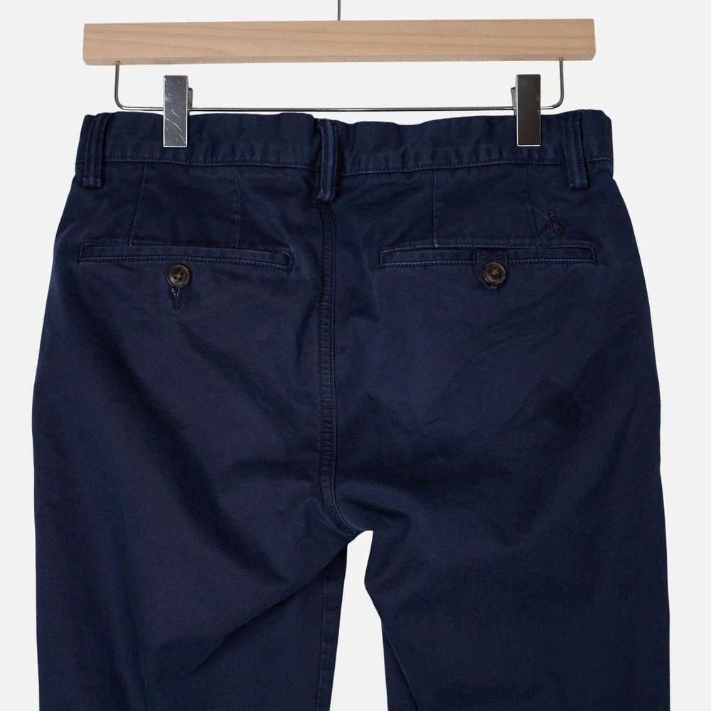 Polo Ralph Lauren Mens Navy Blue Stretch Slim Fit Chino Pants 28x32 Cotton Blend